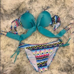 Turquoise green Aztec Bathing suit size large